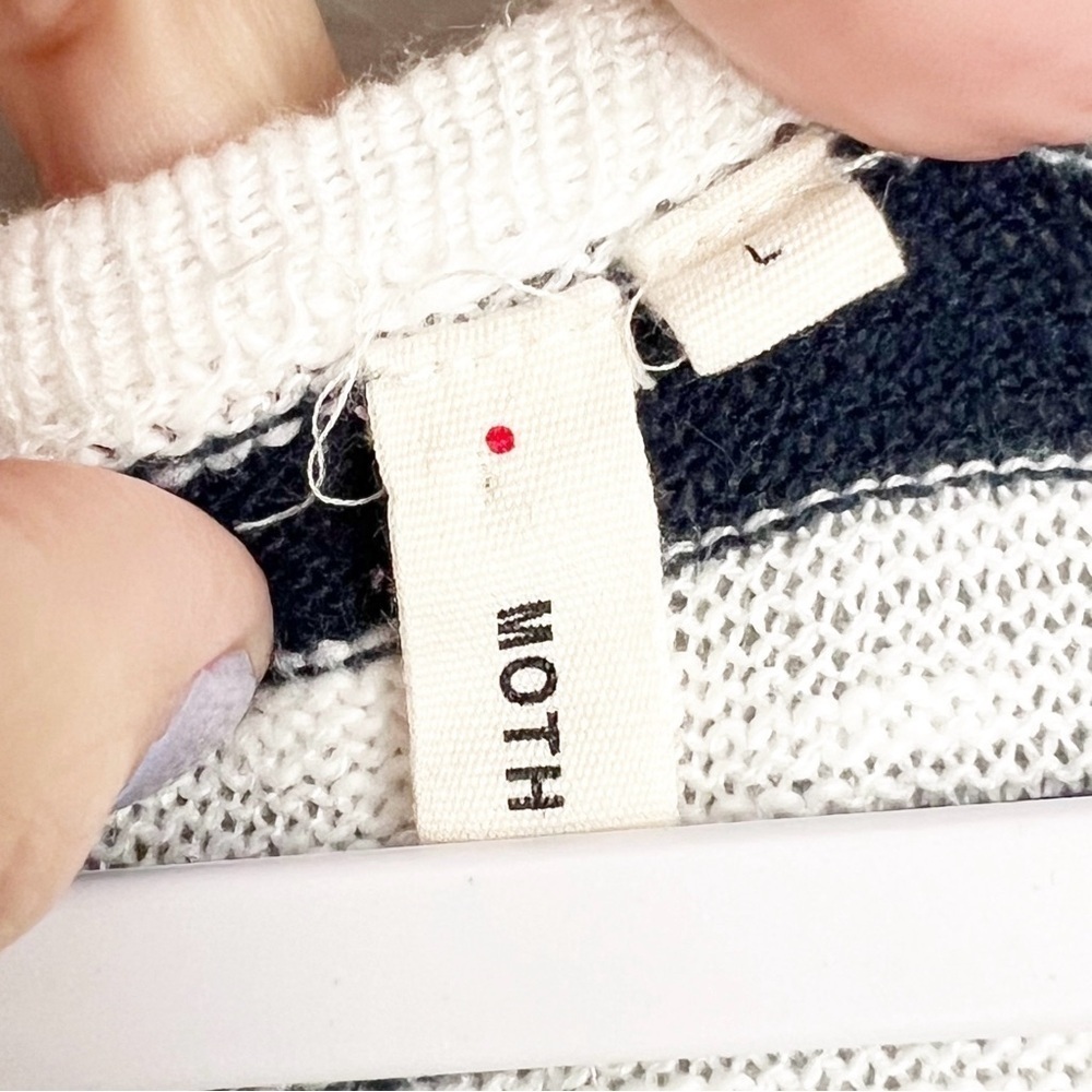 ❤️ Anthropologie | Moth | Watermark Knit Stripe Tank Large Top Shirt coastal - Picture 4 of 5